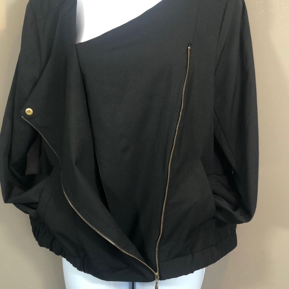 Roz & Ali Asymmetrical Zip Black Moto Lightweight Jacket/Shirt Medium - Picture 4 of 14